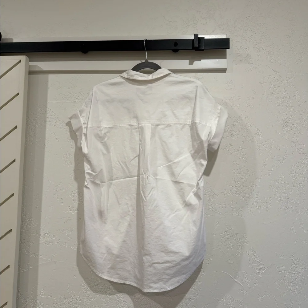 Philosophy White Casual Button Down Short Sleeve Shirt with pocket size small - Picture 2 of 3